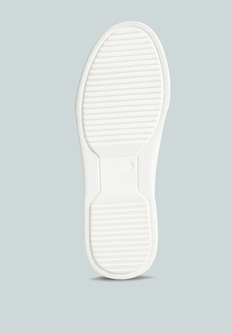 SCHICK  Lace Up Leather Sneakers in White black#color_White-Black