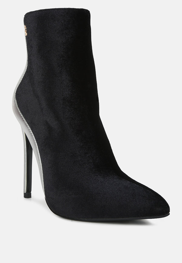 slade metallic highlight black high heeled ankle boots#color_black