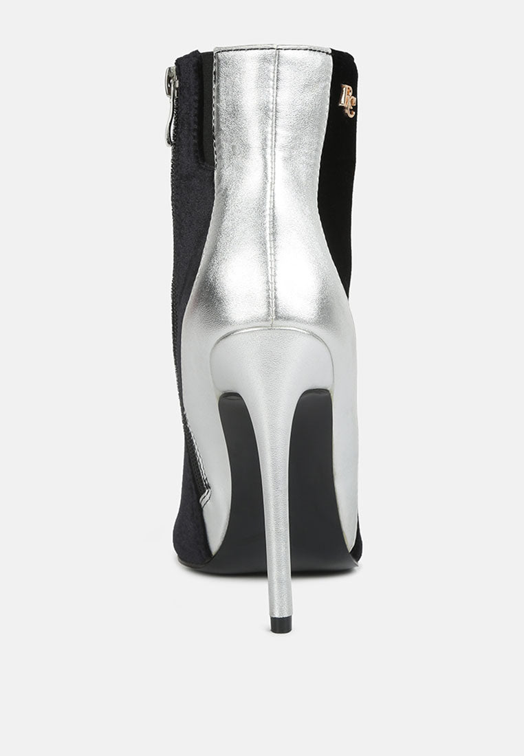 slade metallic highlight black high heeled ankle boots color black