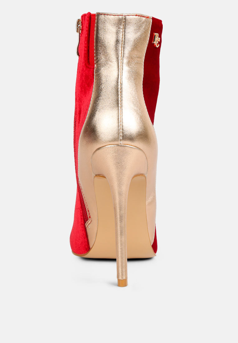 slade metallic highlight red high heeled ankle boots color_red
 gold