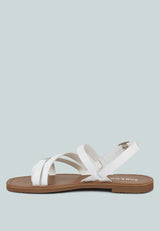 SLOANA White Strappy Flat Sandals#color_white