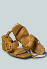 SWIFT Big Buckle Leather Slingback Sandal in Tan_Tan