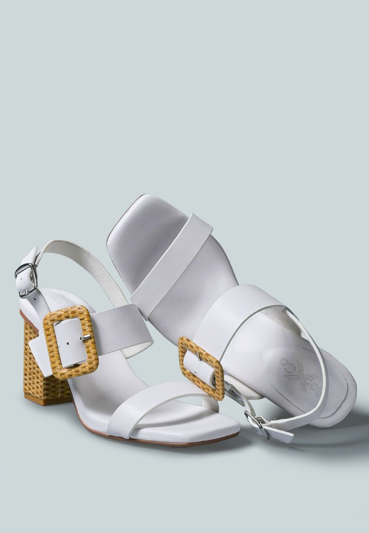 SWIFT Big Buckle Leather Slingback Sandal in White_White