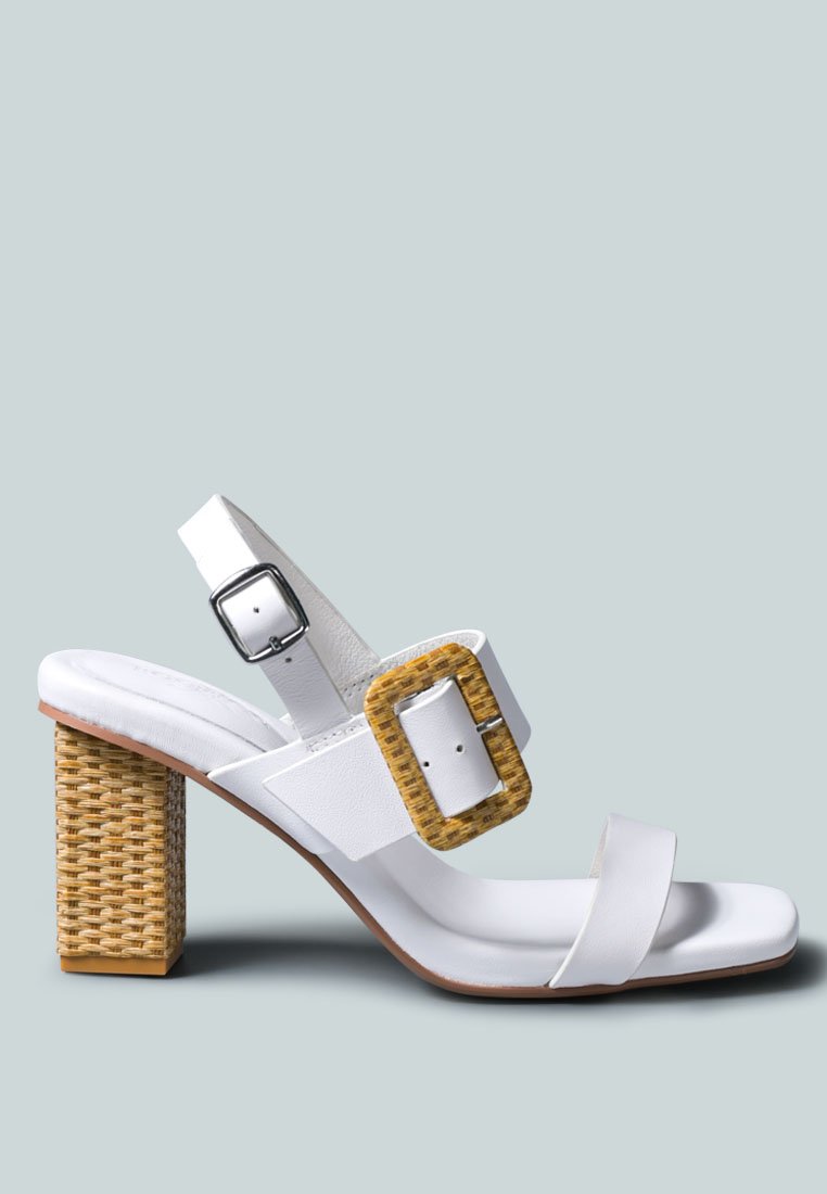 SWIFT Big Buckle Leather Slingback Sandal in White_White