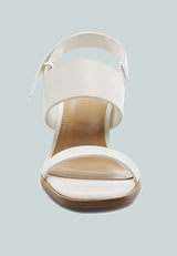 GERTUDE Slingback Block Heel Leather Sandal in White-White