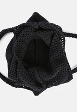 somerset knitted woollen tote bag#color_black