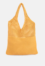 somerset knitted woollen tote bag#color_mustard