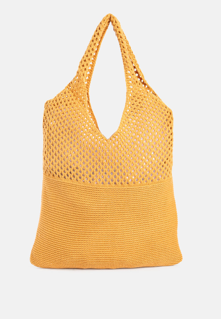 somerset knitted woollen tote bag#color_mustard