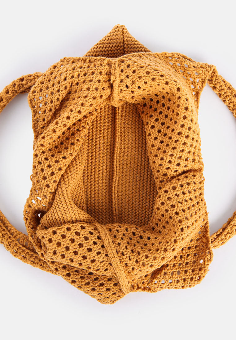 somerset knitted woollen tote bag#color_mustard