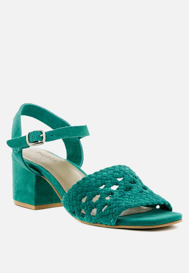 TASHA Turquoise Block Heel Sandal-Turquoise