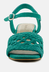 TASHA Turquoise Block Heel Sandal-Turquoise