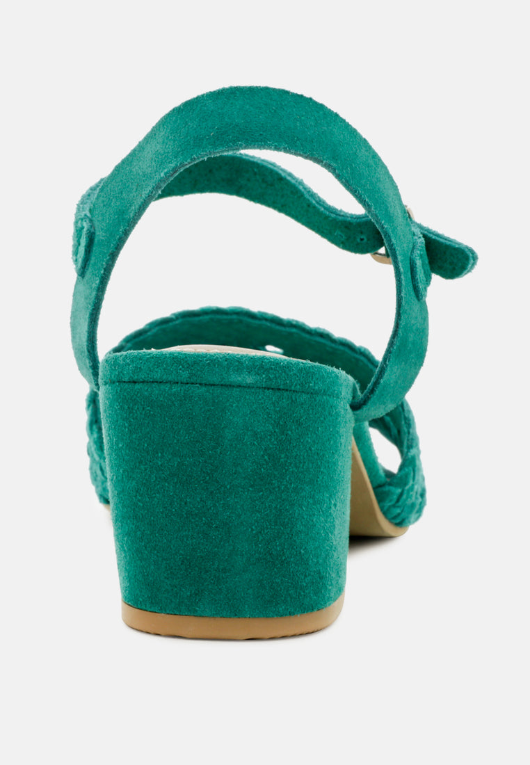 TASHA Turquoise Block Heel Sandal-Turquoise