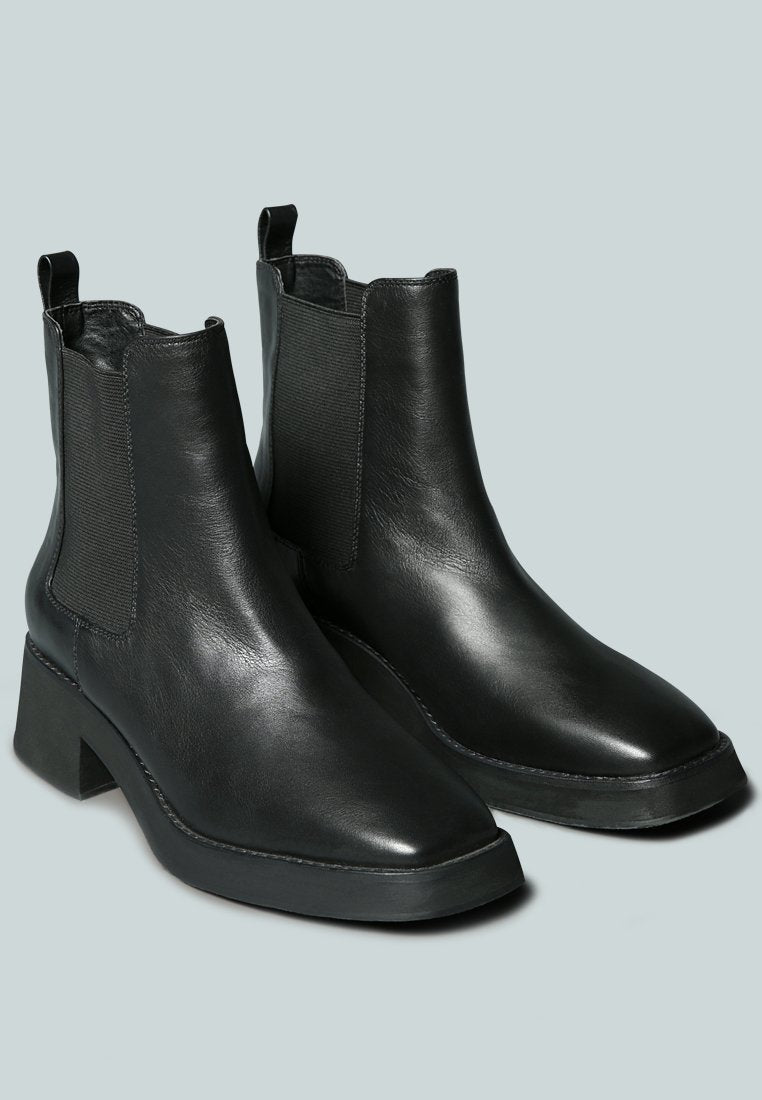THERON Chelsea Upfront Black Boot_Black