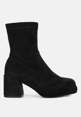 two cubes black stretch suede ankle boots#color_black