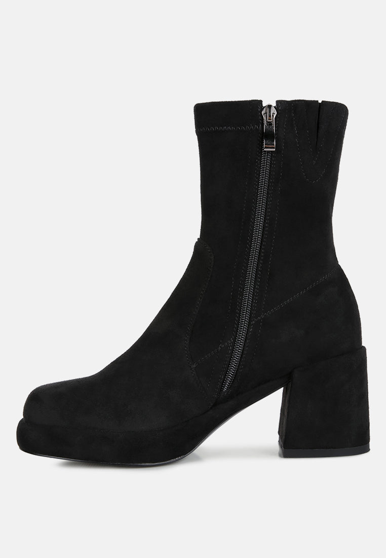 two cubes black stretch suede ankle boots#color_black