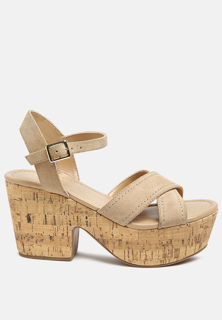 ULLA High Heeled Block Sandal in Nude-Nude
