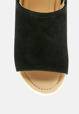 VENDELA Leather Slingback Platform Sandal in Black-Black