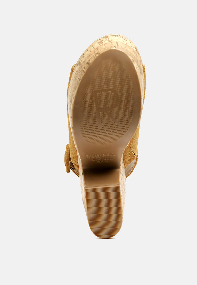 VENDELA Leather Slingback Platform Sandal in Tan-Tan