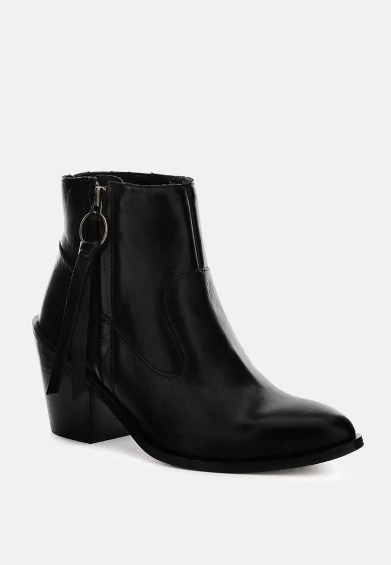 VIVIANA Black Ankle Boots with Zipper-Black