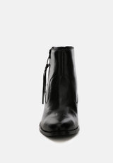 VIVIANA Black Ankle Boots with Zipper-Black