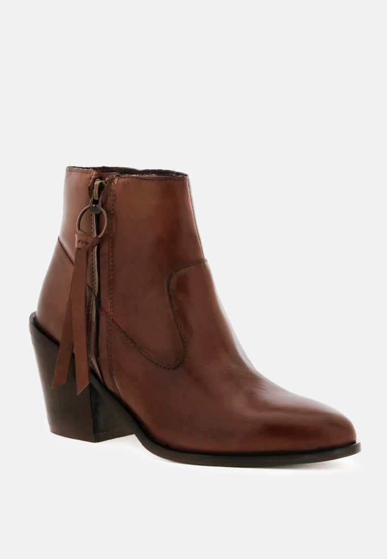 VIVIANA Brown Ankle Boots with Zipper-Brown