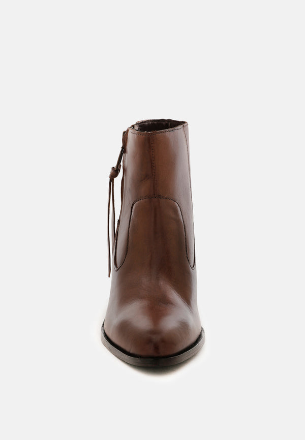 VIVIANA Brown Ankle Boots with Zipper-Brown
