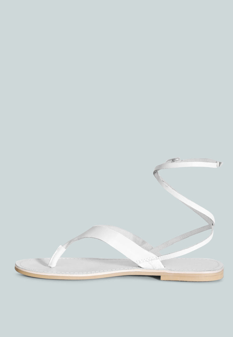 WRAPUP Tie around White Flat Sandals#color_white