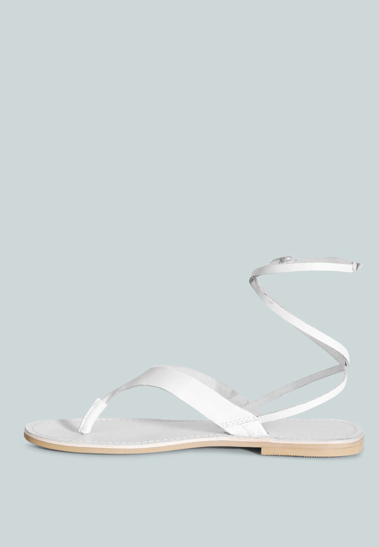 WRAPUP Tie around White Flat Sandals#color_white