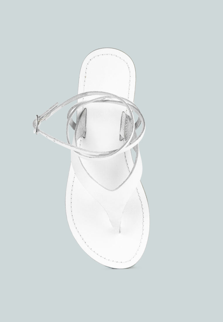 WRAPUP Tie around White Flat Sandals#color_white