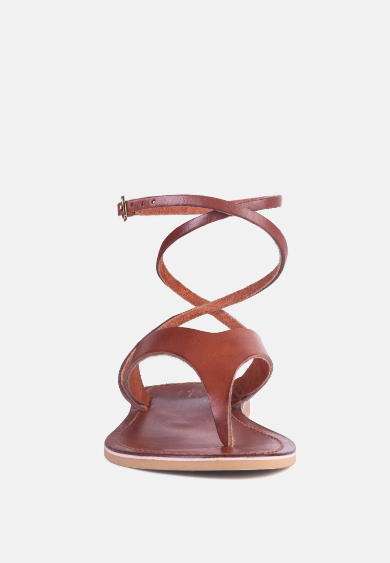 WRAPUP Tie around Tan Flat Sandals_tan