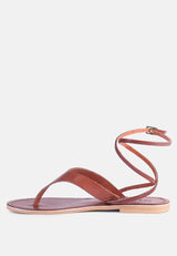 WRAP-UP Tie around Tan Flat Sandals_Tan