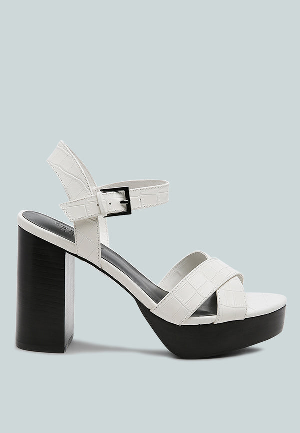 CHYPRE High Heeled Block Sandal In White-White