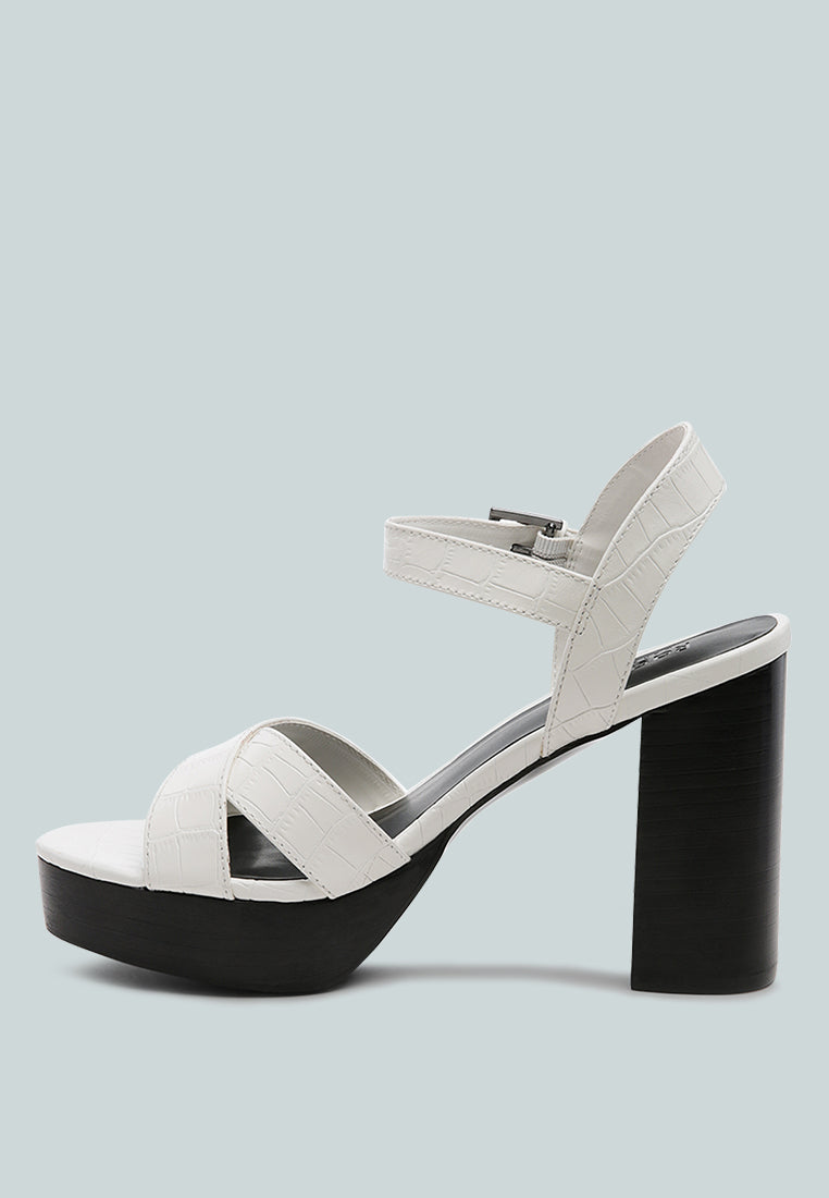 CHYPRE High Heeled Block Sandal In White-White