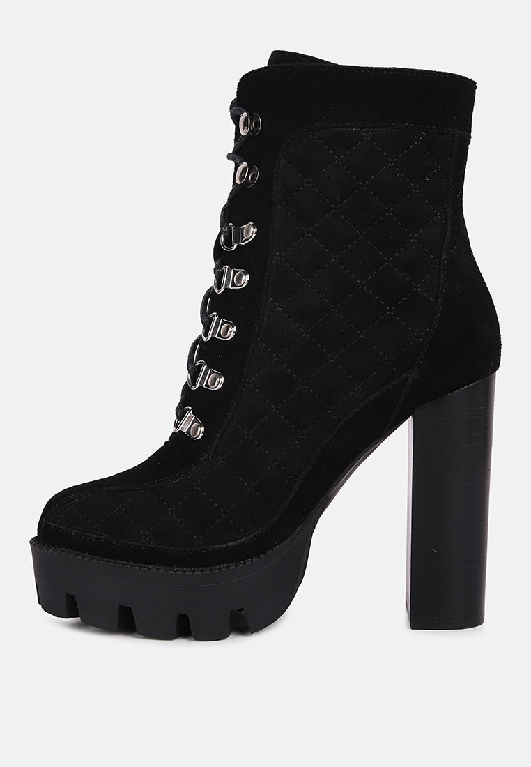 yoko black fine suede quilted ankle boots#color_black