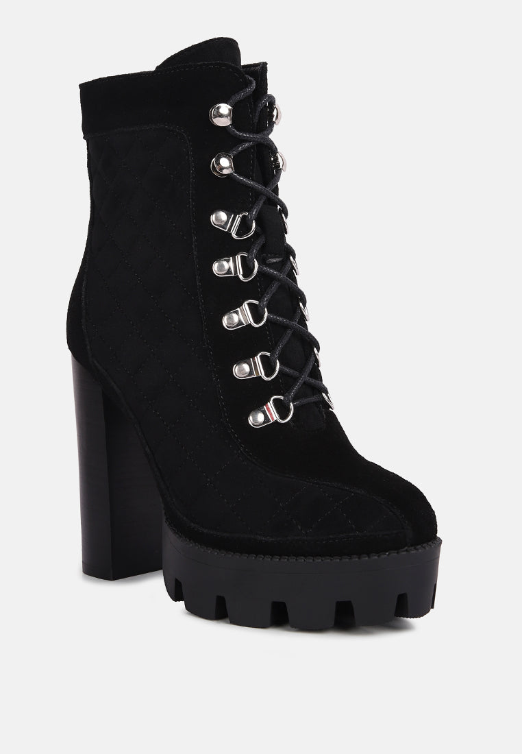 yoko black fine suede quilted ankle boots#color_black