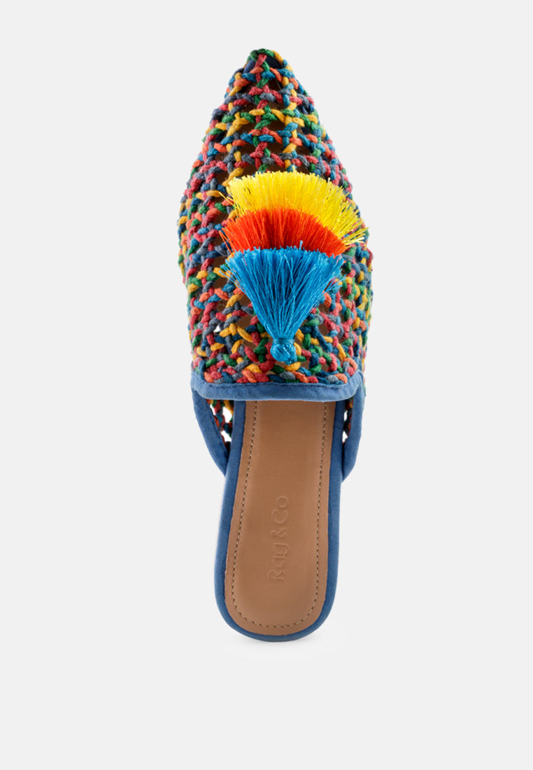 ZOOEY Colorful Woven Flat Mules-Multi