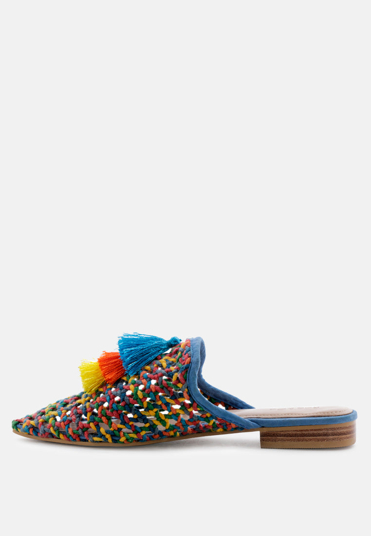 ZOOEY Colorful Woven Flat Mules-Multi