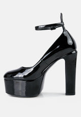 babe heaven patent pu maryjane sandals in Black#color_black