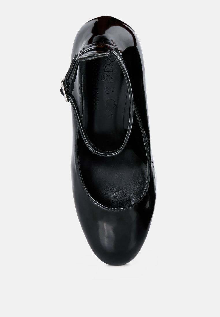 babe heaven patent pu maryjane sandals in Black#color_black