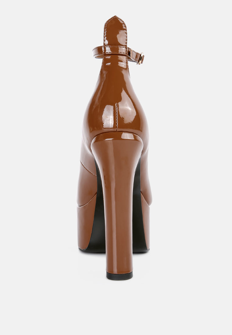 babe heaven patent pu maryjane sandals in Tan#color_tan