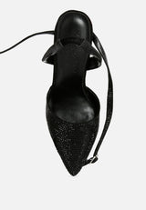 charmer diamante studded high heeled sandal in Black#color_Black