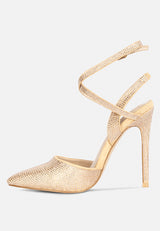 CHARMER Rhinestone Embellished Stiletto Sandals in Champagne#color_Champagne
