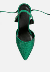 charmer diamante studded high heeled sandal in Green#color_Green