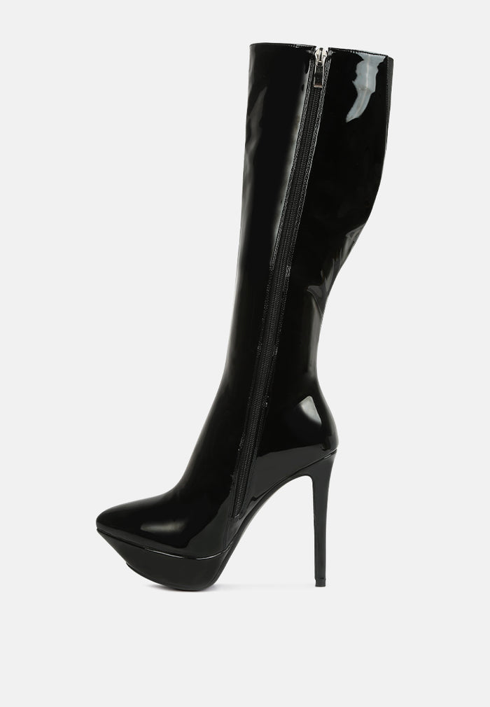 Patent stiletto boots best sale