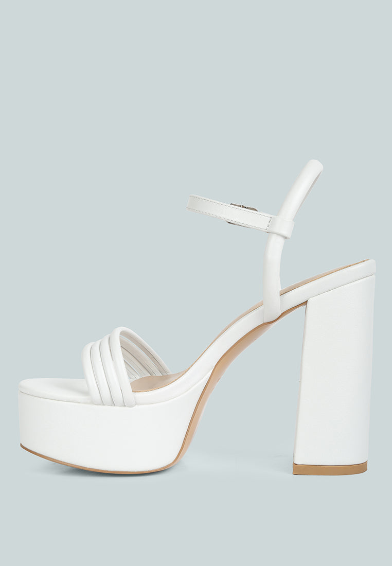 CRUELLA White Block Heel Platform Sandals#color_white