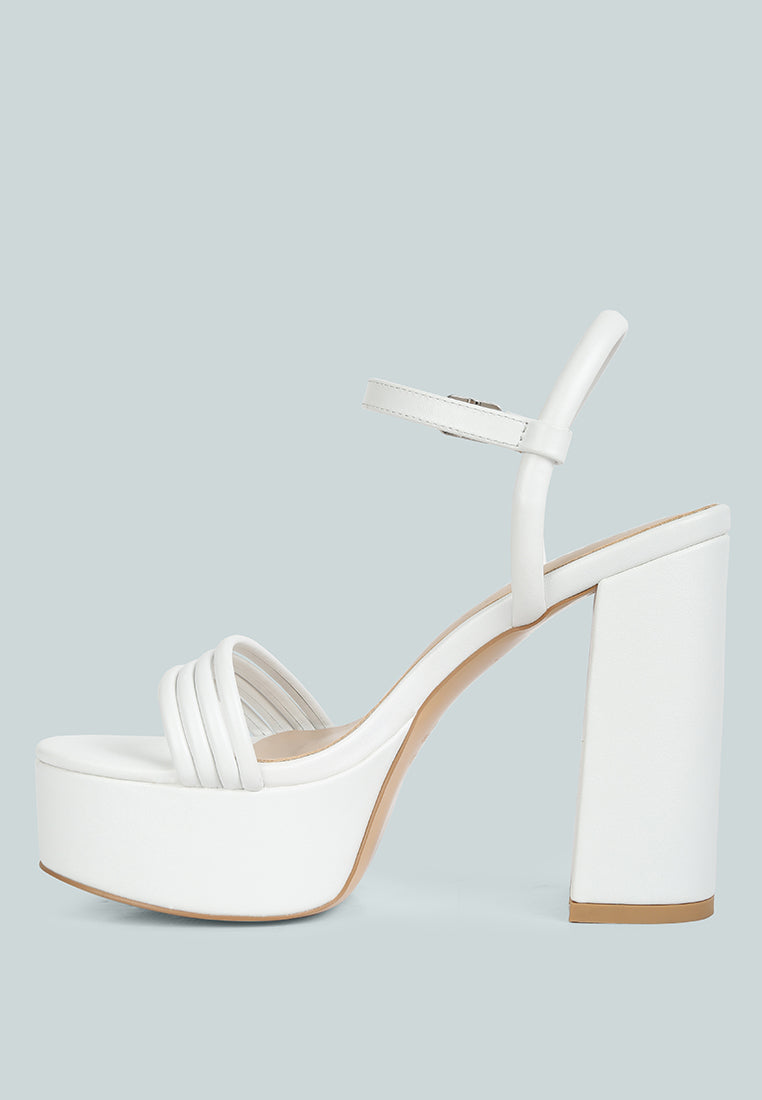 CRUELLA White Block Heel Platform Sandals#color_white