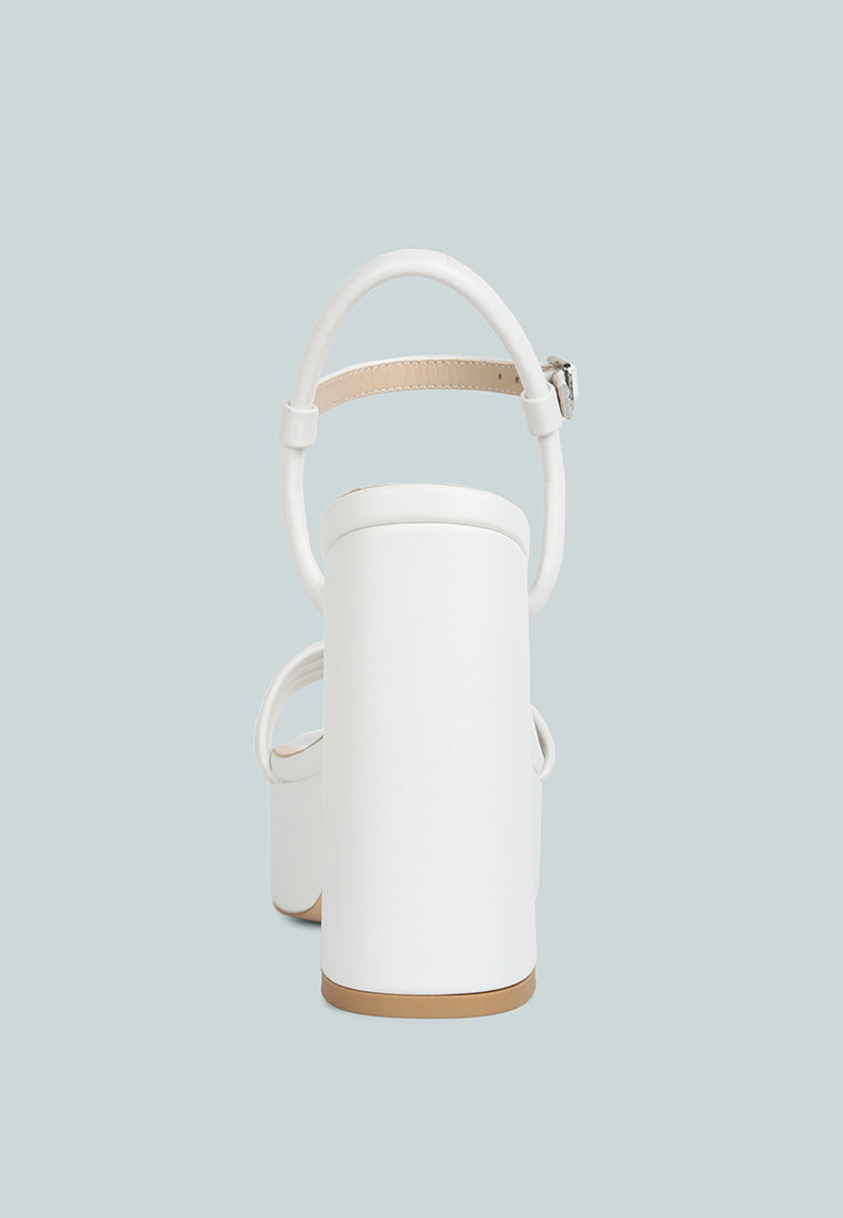 CRUELLA White Block Heel Platform Sandals#color_white