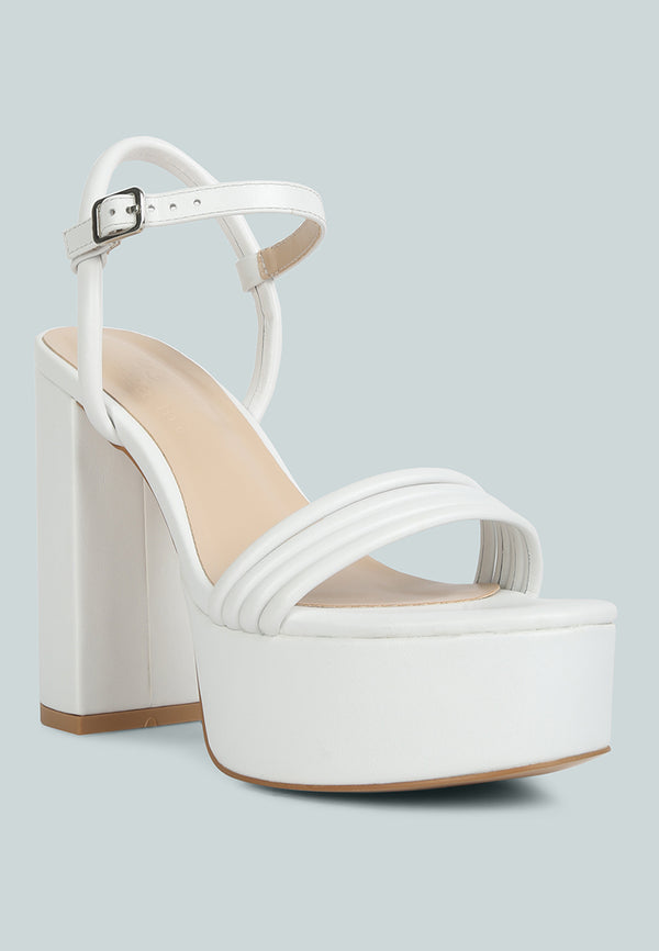 Buy Cruella White Block Heel Platform Sandals | Sandals | Rag & Co United  States