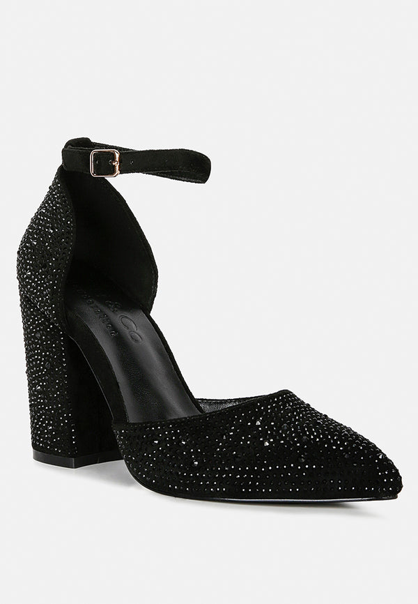 Buy CATWALK Black Womens Glitter Block Heel Sandals | Shoppers Stop
