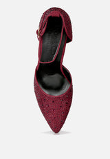 culver microfiber diamante block heeled sandal in burgundy#color_burgundy